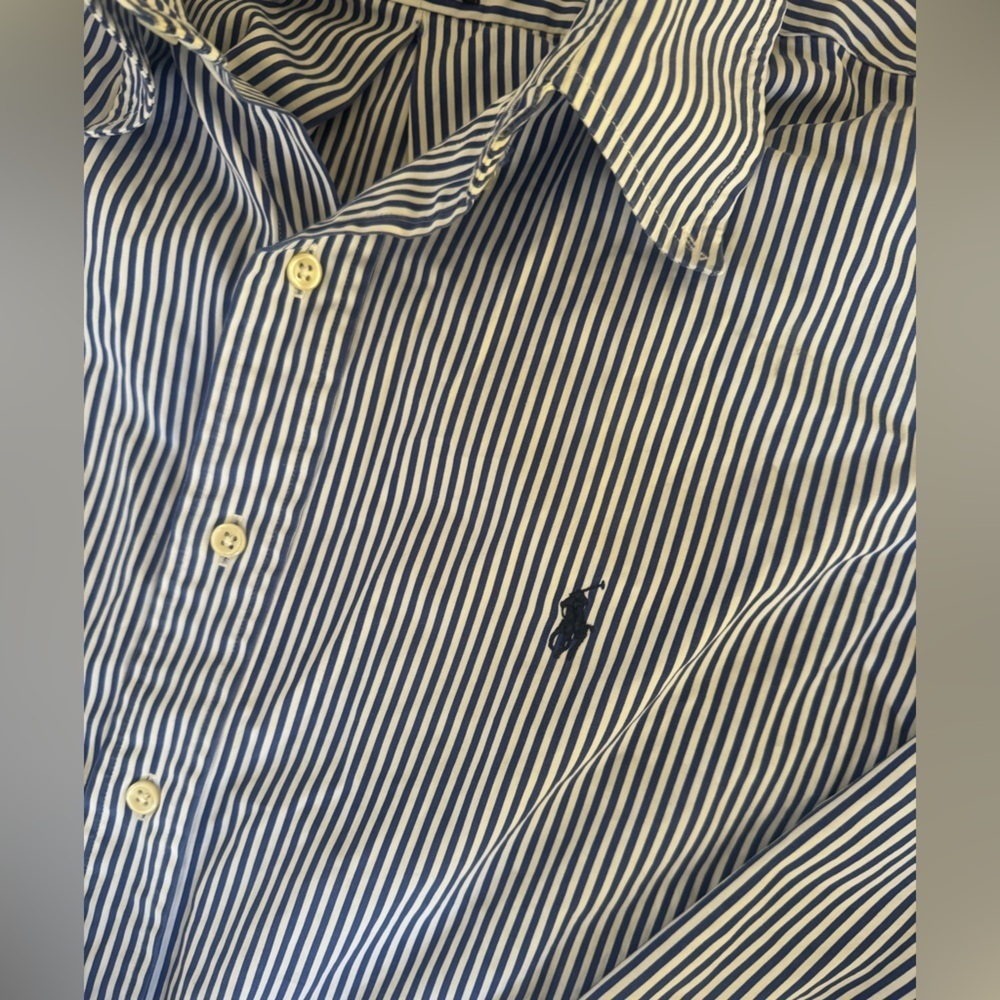 Ralph Lauren Blue and White Striped Button Down Shirt - Men’s XL - Picture 3 of 8